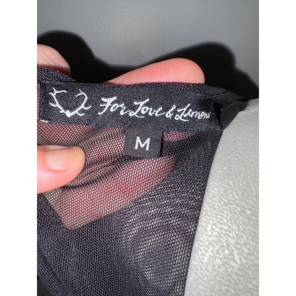 For Love & Lemons Black Sheer Mesh Floral Lace Mini Dress Size M skater daisy - Picture 8 of 12